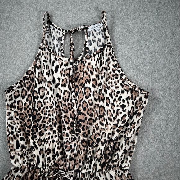 White Birch Animal Print Romper Jumpsuit Shorts Size Medium Sleeveless Tie Waist - Picture 2 of 9